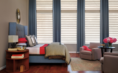 Blinds in Bedroom with Blue Accenting